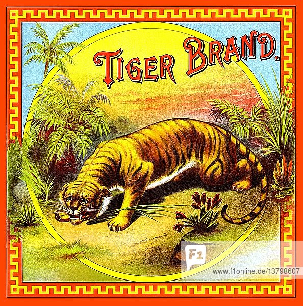 Tiger Brand Tobacco Label 1870