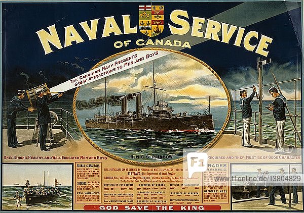 Marinedienst in Kanada. Es werden nur kräftige  gesunde und gut ausgebildete Männer und Jungen benötigt  die über einen guten Charakter verfügen. 1915