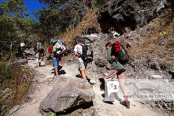 Trekkers in the Annapurnas
