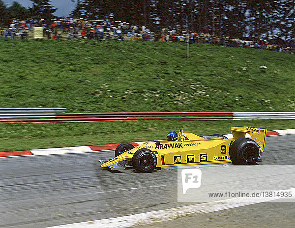 Hans-Joachim Stuck in an ATS-Cosworth  whose father was pre-war German star driver Hans Stuck of Auto Union fame. Osterreichring  Austria  12 Aug 1979.