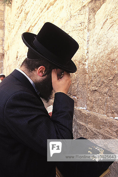 Orthodox Jew praying at the Western wall