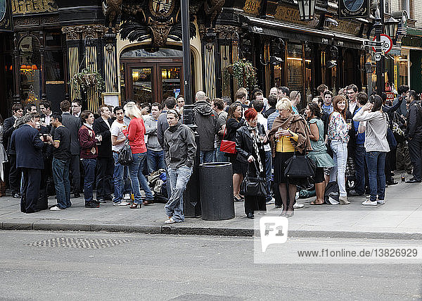 The Salisbury Pub  Leicester Square  WC2  London  England People outside on Friday evening
