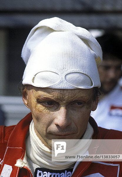 Niki Lauda  österreichischer Rennfahrer  der in den Jahren 1975  1977 und 1984 dreimal die Formel-1-Weltmeisterschaft gewann. Fotografiert in den 1970er Jahren.