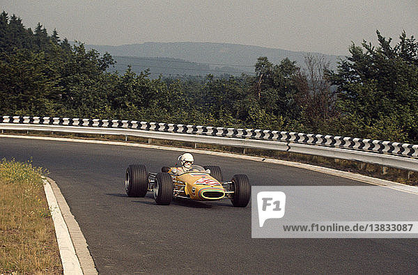 German GP  F2 class. Nurburgring 3rd August 1969. Xavier Perrot  Brabham BT23C  finished 6th.