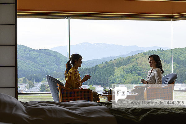 Japanese women at a traditional hotel