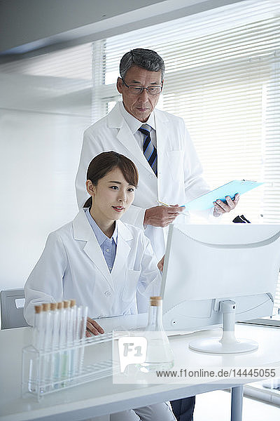 Japanese researchers in the lab