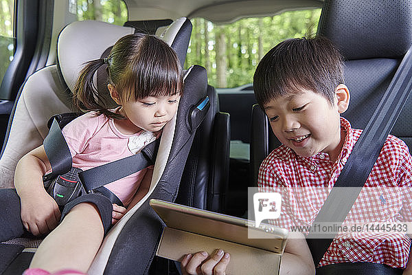 Japanese kids in the car