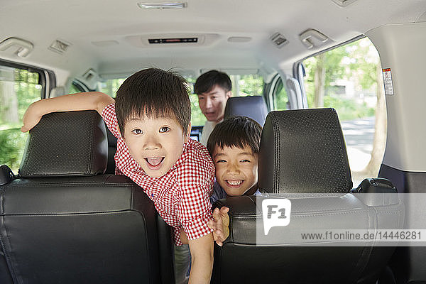Japanese family in the car