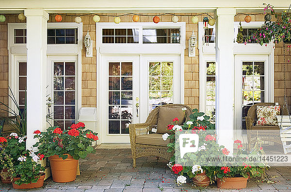 Flowerpots on luxury patio