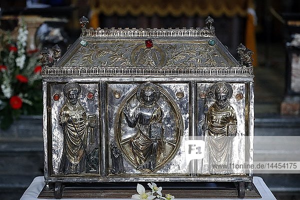 Kirche von Sant Orso. Heiliger Ursus von Aosta. Reliquienschrein. Aosta. Italien.