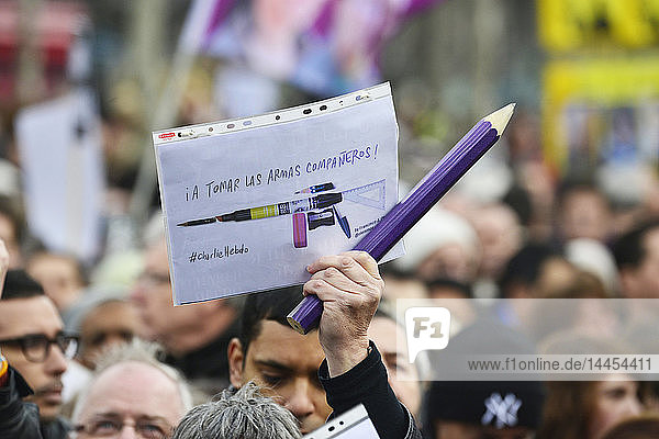 11. Januar 2015 : Kundgebung als Reaktion auf die Terroranschläge in Frankreich  Paris (75)  Frankreich.