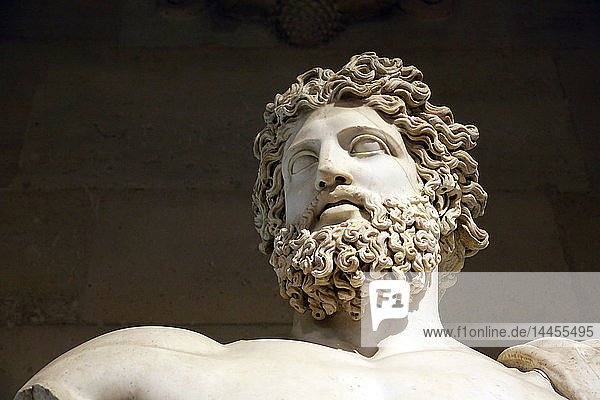 Paris 1st arrondissement  Louvre Museum. Bust of bearded divinity (Jupiter of Versailles). French royal collections.