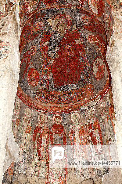 Turkey, Central Anatolia, Cappadocia, Aksaray province, Ihlara valley , Belisirma, Columns church (Direkli kilise)