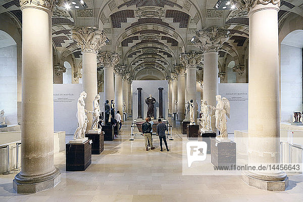 Paris 1st arrondissement  Louvre Museum. The Hall of the carousel. Tourists.