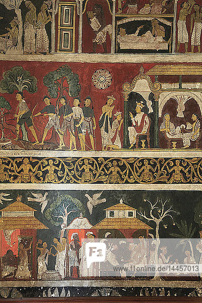 'Sri Lanka; Colombo  Kelaniya Raja Maha Vihara  buddhist temple  interior  wall painting '