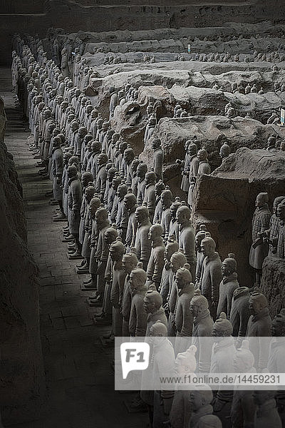 Terrakotta-Armee im Museum der Qin-Terrakotta-Krieger und -Pferde in Xi'an  Provinz Shaanxi  China