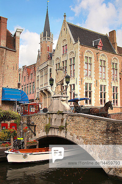 The Dijver Canal  Bruges  Flemish Region  West Flanders  Belgium