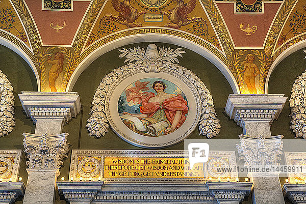 Decke und Wände  Zwischengeschoss der Großen Halle  Library of Congress  Washington D.C.  Vereinigte Staaten von Amerika  Nordamerika