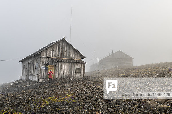Historical meteorological station Sedov in Tikhaya Bay on Hooker island  Franz Josef Land archipelago  Arkhangelsk Oblast  Arctic  Russia