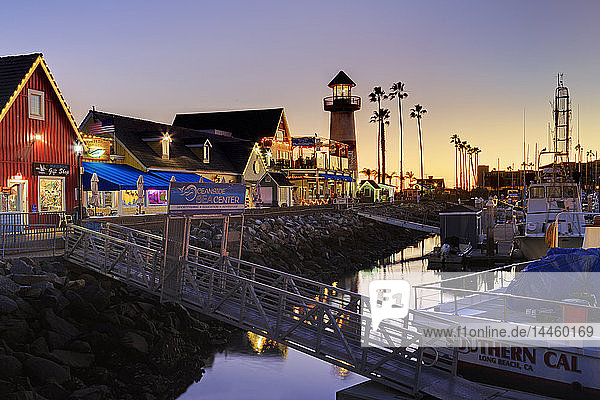 Oceanside Harbour Village at sunset  San Diego County  California  USA