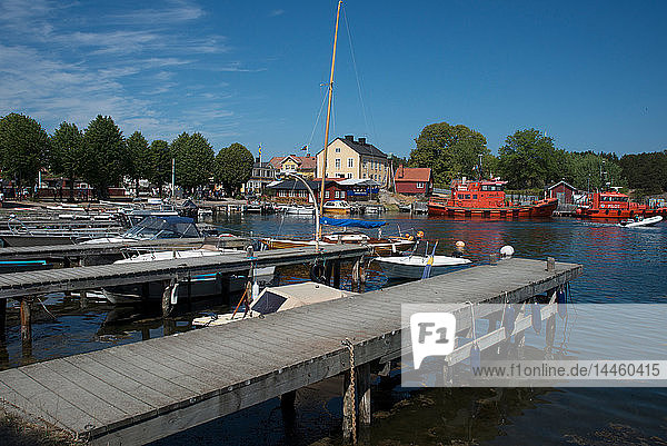 Harbour of the island of Sandhamn  the Stockholm Archipelago  Sweden  Scandinavia
