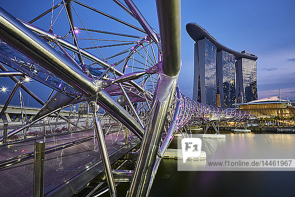 Marina Bay Sands Hotel and the Helix Bridge  Marina Bay  Singapore  Southeast Asia