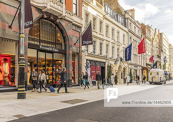 New Bond Street in Mayfair  with its elegant stores and luxury brands  London  England  United Kingdom