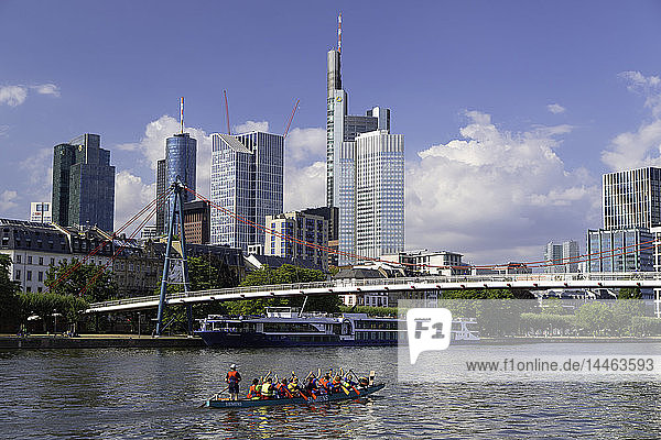 Skyline along River Main, Frankfurt, Hesse, Germany