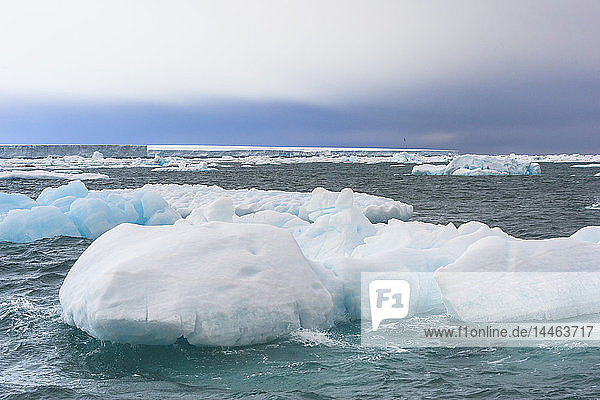 Eisberg  der in der Hinlopenstraße treibt  Insel Spitzbergen  Svalbard-Archipel  Arktis  Norwegen