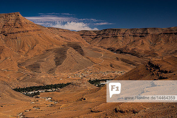 Aerial view of Ziz valley on the boundary of the High Atlas  Morocco  North Africa  Africa