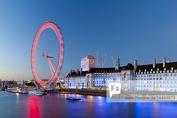 London Eye at sunset in London England