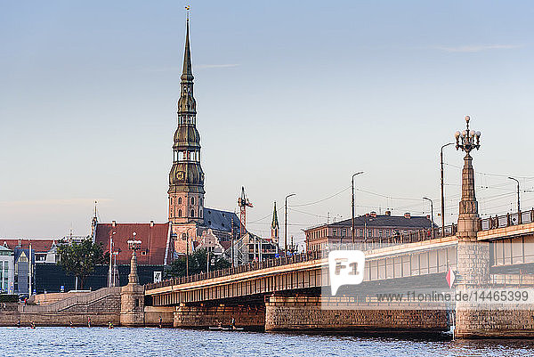 Sunset view from Daugava River Riga Latvia