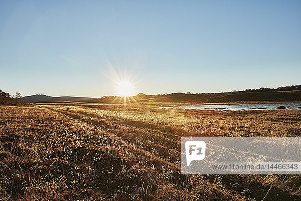 Chile Feuerland Lago Blanco Sonnenuntergang in der Steppe
