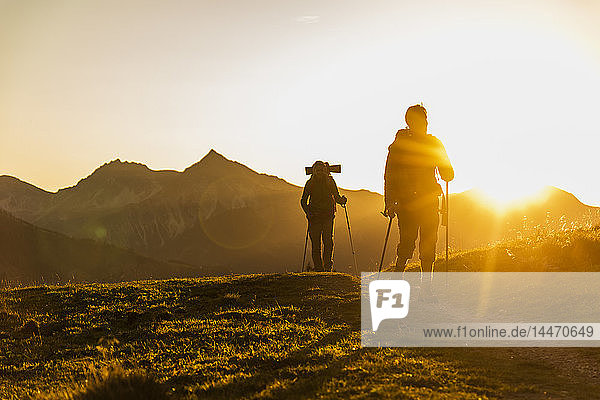 Couple hiking in the Austrian mountains