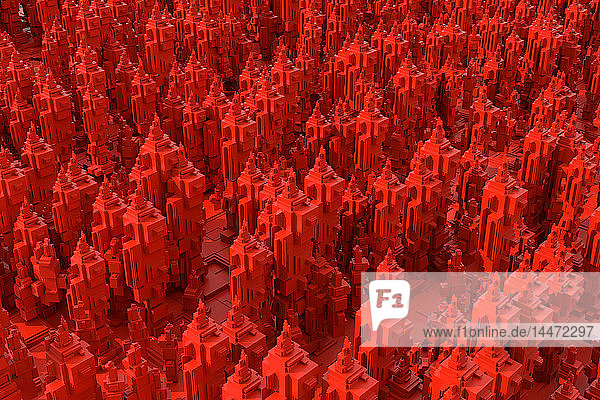 Rote Megastadt  3D-Rendering