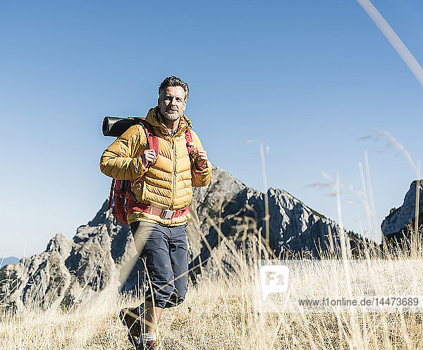 Austria  Tyrol  man hiking in the mountains