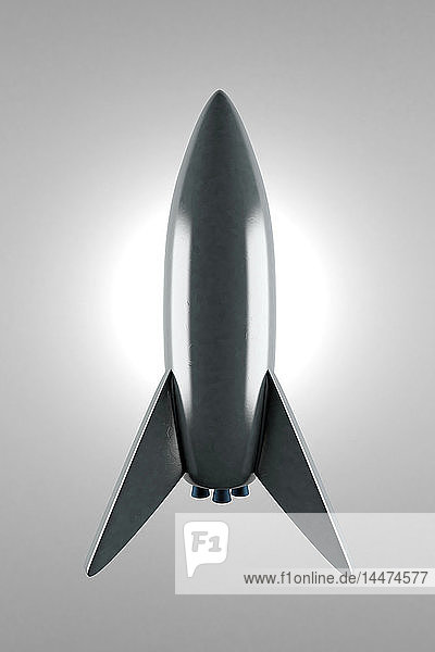 3D-gerenderte Illustration eines konzeptionellen raketenförmigen Raumschiffs