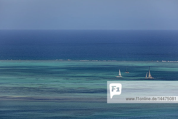 Mauritius  Indian Ocean  catamarans  aerial view