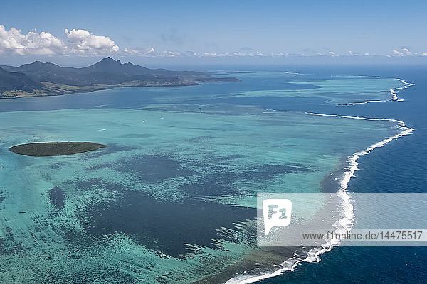 Mauritius  Indian Ocean  Aerial view of East Coast  Island Ile Aux Aigrettes