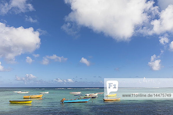 Mauritius  West Coast  Indian Ocean  Trou Aux Biches  fishing boats