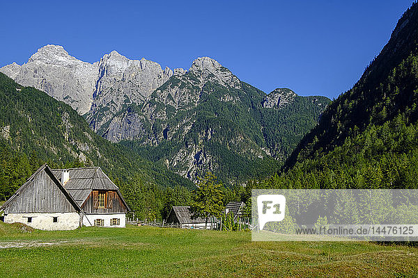 Slowenien  Soca-Tal  in der Nähe von Trenta  Triglav-Nationalpark  Almen und Hütten
