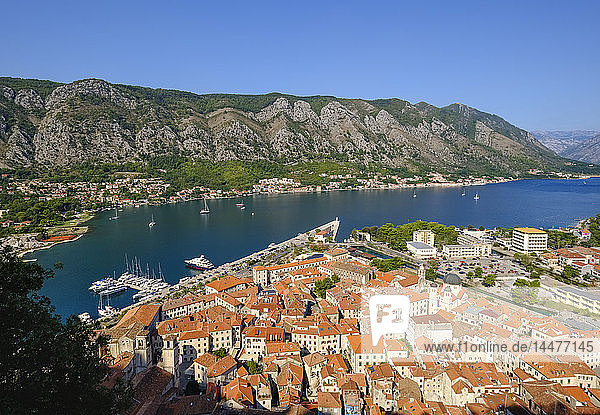 Montenegro  Bucht von Kotor  Kotor  Altstadt  Blick von der Festung Sveti Ivan