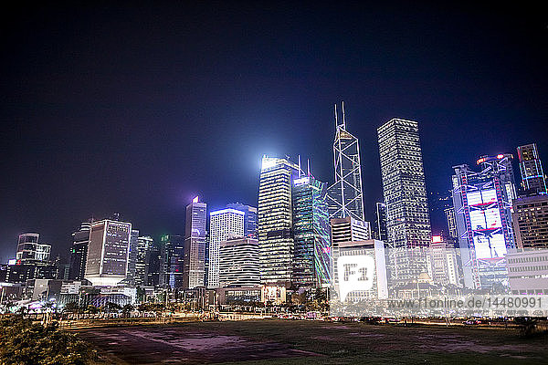 Hongkong  Zentral  Stadtbild bei Nacht
