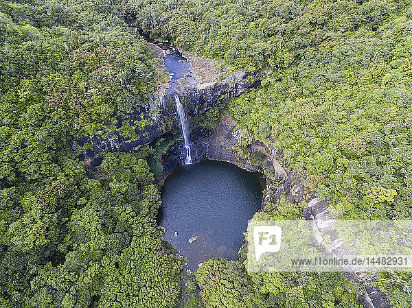 Mauritius  Tamarin River  Tamarind Falls  Aerial view