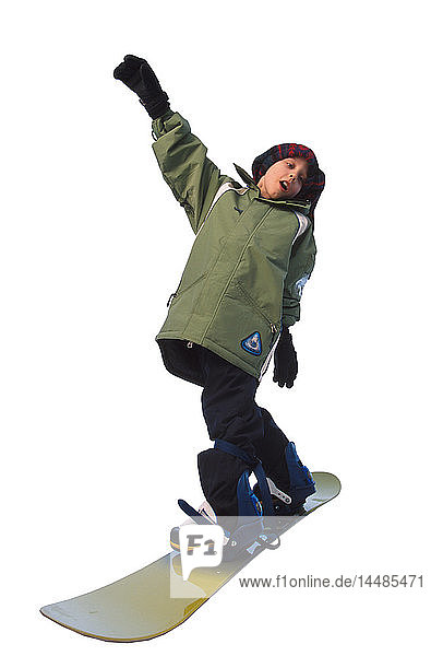 Kleiner Junge mit Snowboard