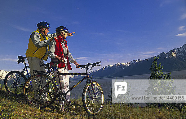 Older Couple w/Bikes Viewing Turnagain Arm SC Alaska