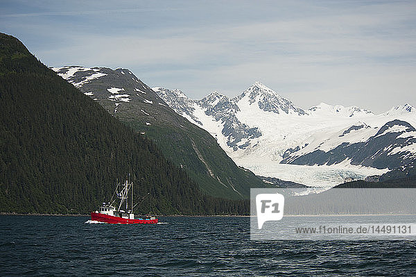 Seiner Sierra C passes by Billings Glacier in Prince William Sound near Whittier  Southcentral Alaska.