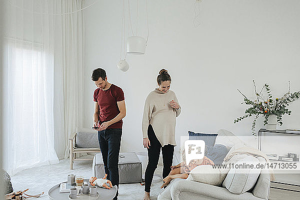 Family in living room
