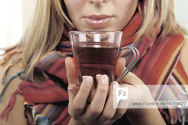 WOMAN WITH HOT DRINK