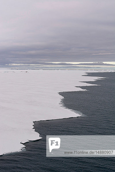 Arctic seascape with coastal sea ice  Vibebukta  Austfonna  Nordaustlandet  Svalbard  Norway